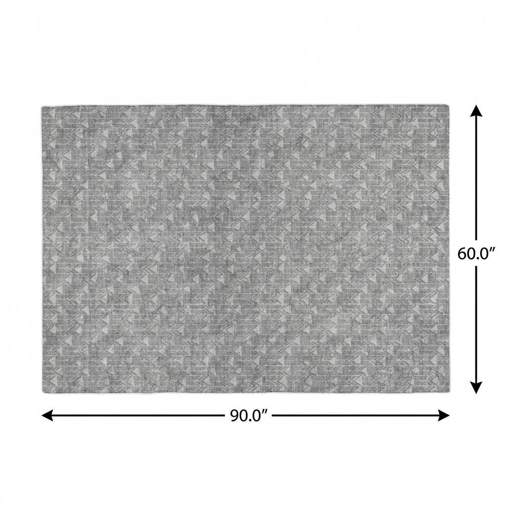 5' X 8' Gray And Silver Geometric Shag Washable Area Rug With UV Protection - HomeRoots - Flyclothing LLC