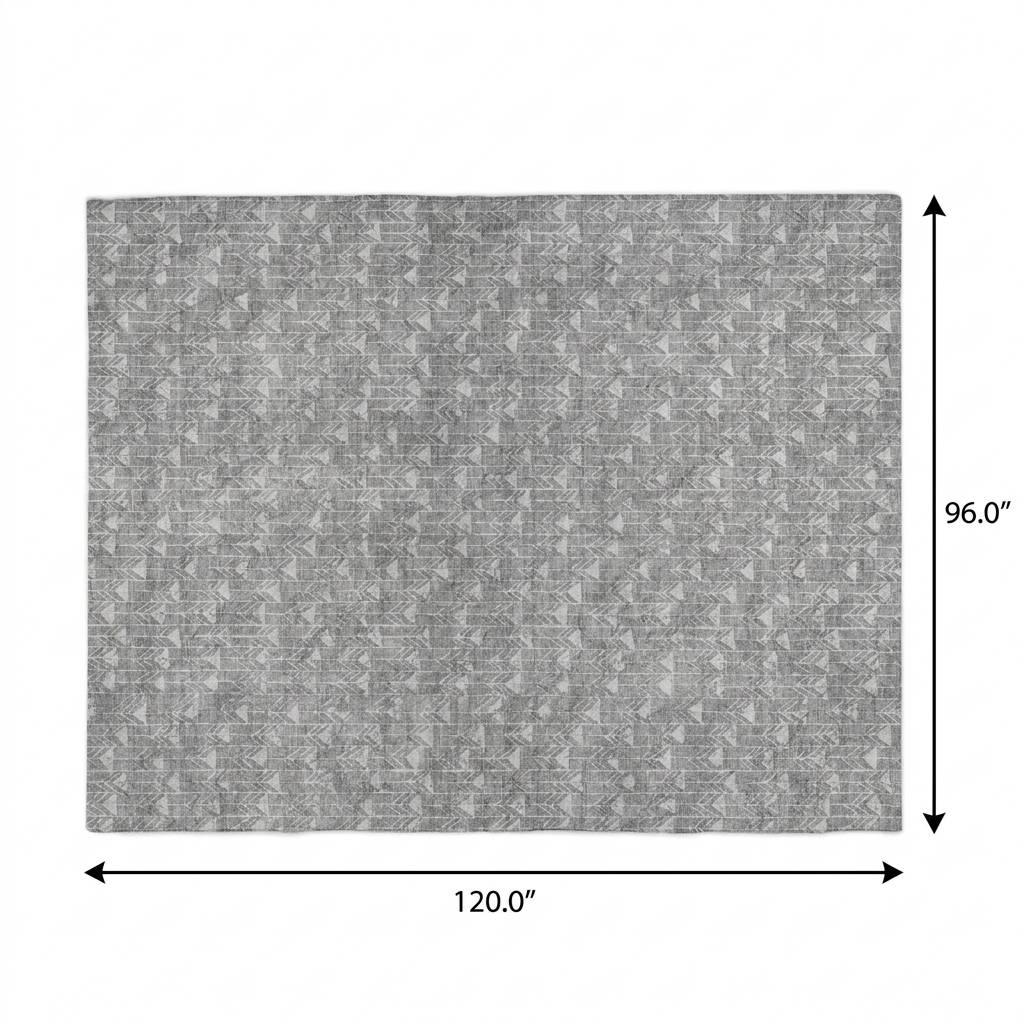 8' X 10' Gray And Silver Geometric Shag Washable Area Rug With UV Protection - HomeRoots - Flyclothing LLC