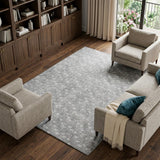 9' X 12' Gray And Silver Geometric Shag Washable Area Rug With UV Protection - HomeRoots - Flyclothing LLC