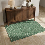 3' X 5' Green And Ivory Geometric Shag Washable Area Rug With UV Protection - HomeRoots - Flyclothing LLC