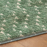 3' X 5' Green And Ivory Geometric Shag Washable Area Rug With UV Protection - HomeRoots - Flyclothing LLC