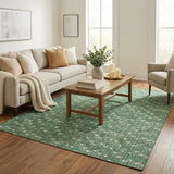5' X 8' Green And Ivory Geometric Shag Washable Area Rug With UV Protection - HomeRoots - Flyclothing LLC