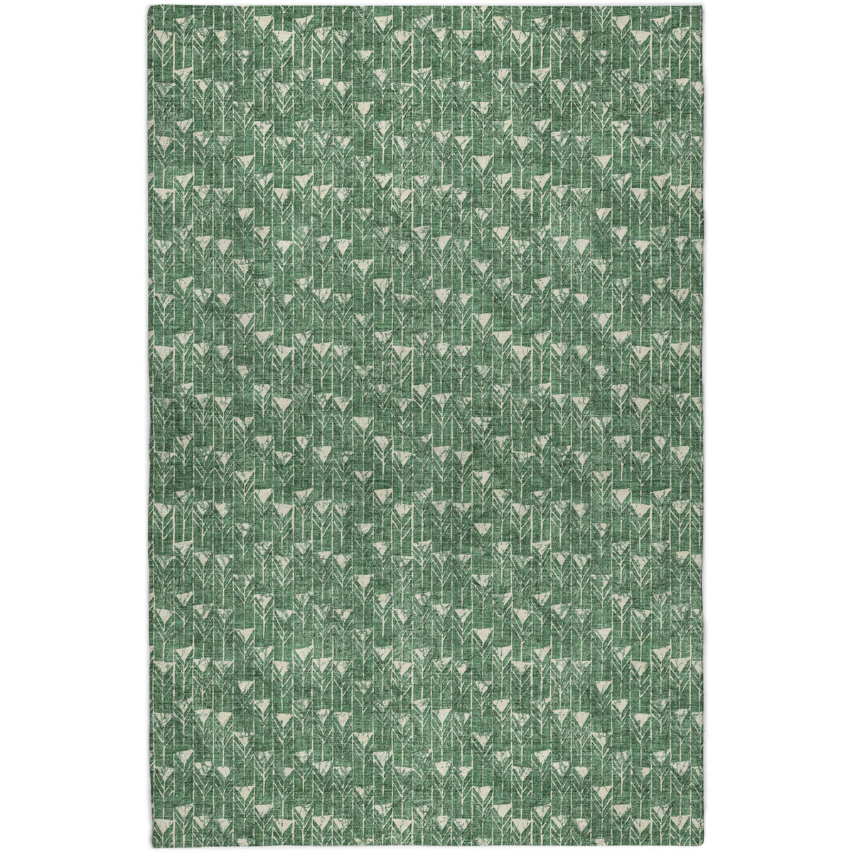 8' X 10' Green And Ivory Geometric Shag Washable Area Rug With UV Protection - HomeRoots - Flyclothing LLC