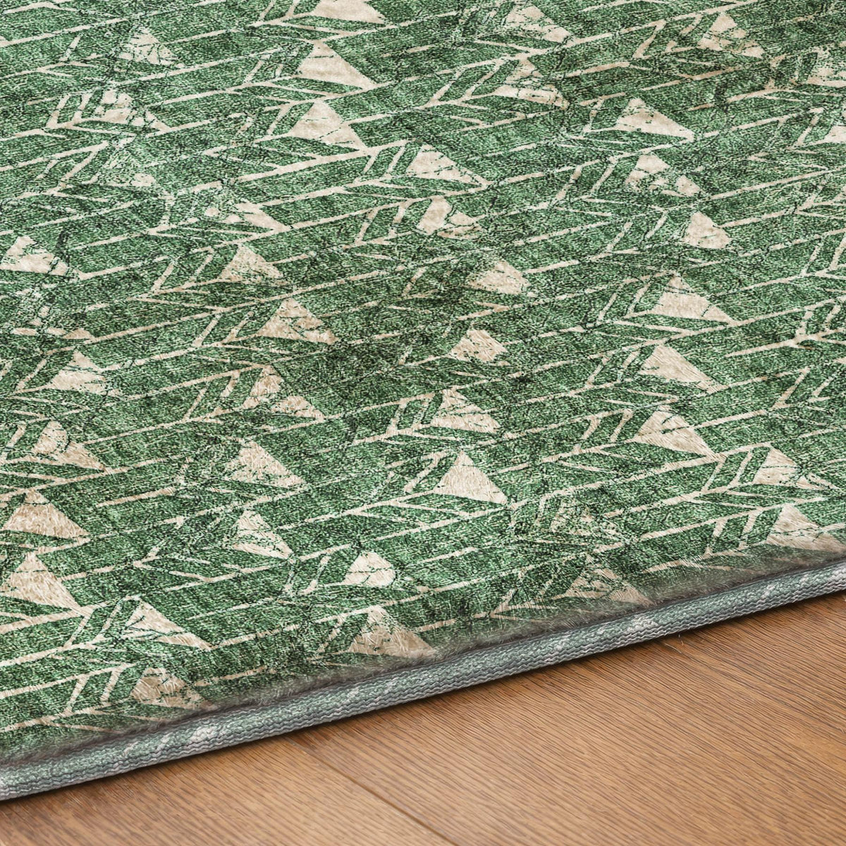 8' X 10' Green And Ivory Geometric Shag Washable Area Rug With UV Protection - HomeRoots - Flyclothing LLC