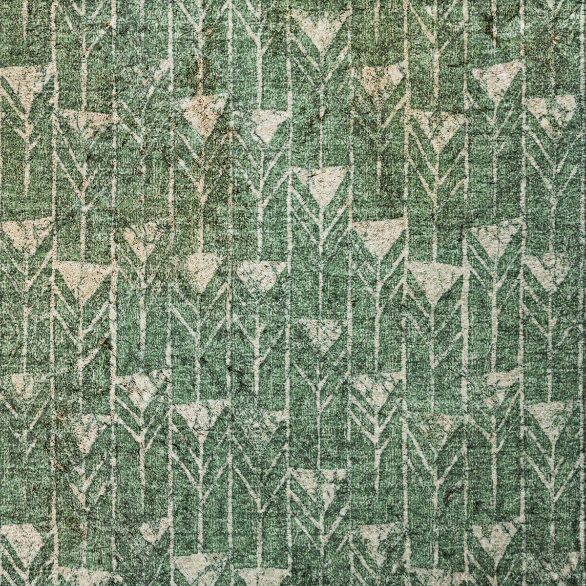 8' X 10' Green And Ivory Geometric Shag Washable Area Rug With UV Protection - HomeRoots - Flyclothing LLC
