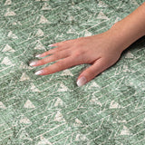 8' X 10' Green And Ivory Geometric Shag Washable Area Rug With UV Protection - HomeRoots - Flyclothing LLC