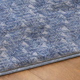 5' X 8' Navy Blue And Ivory Geometric Shag Washable Area Rug With UV Protection - HomeRoots - Flyclothing LLC
