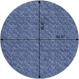 8' Navy Blue And Ivory Geometric Shag Washable Round Rug With UV Protection - HomeRoots - Flyclothing LLC