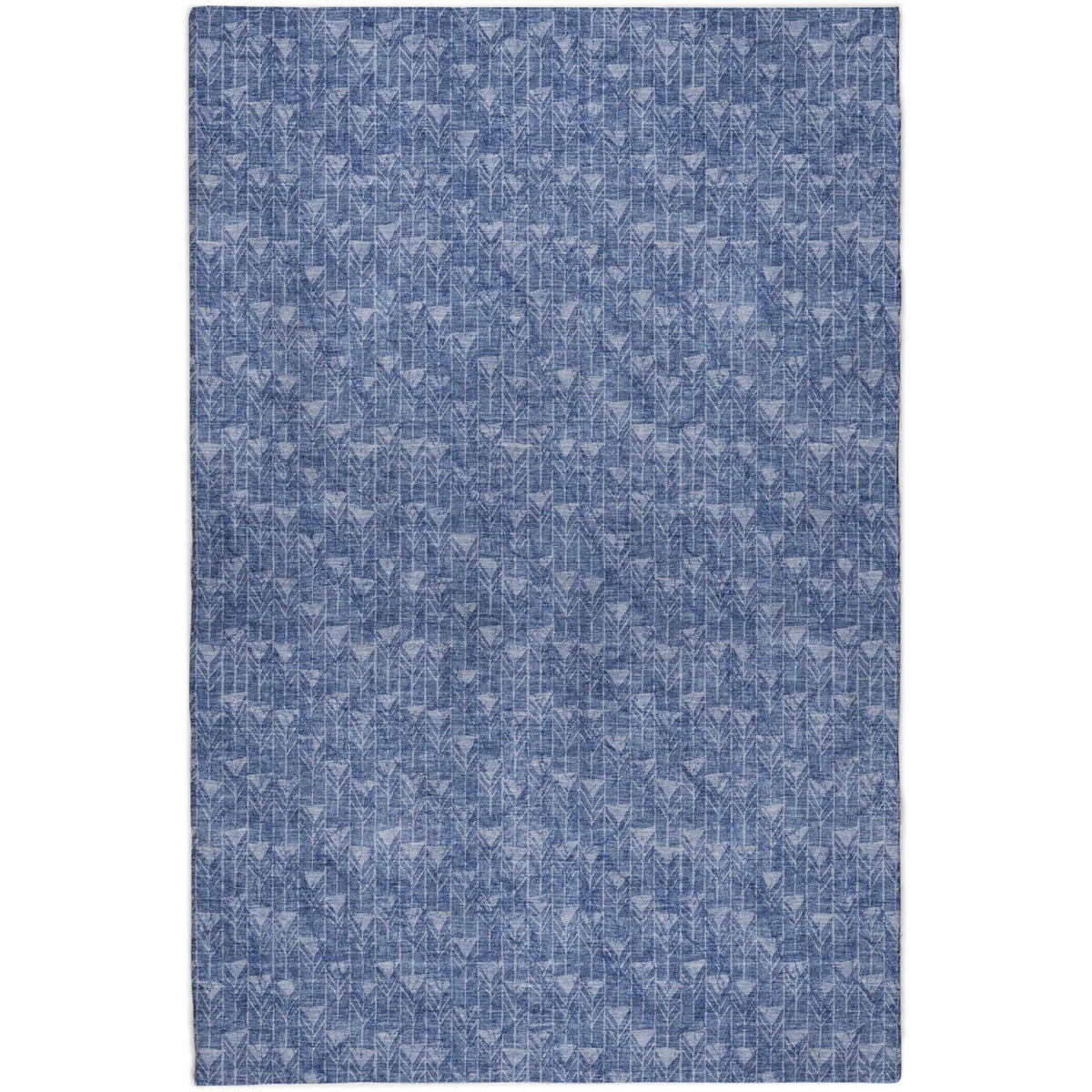 9' X 12' Navy Blue And Ivory Geometric Shag Washable Area Rug With UV Protection - HomeRoots - Flyclothing LLC