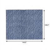 9' X 12' Navy Blue And Ivory Geometric Shag Washable Area Rug With UV Protection - HomeRoots - Flyclothing LLC