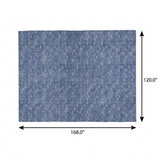 10' X 14' Navy Blue And Ivory Geometric Shag Washable Area Rug With UV Protection - HomeRoots - Flyclothing LLC