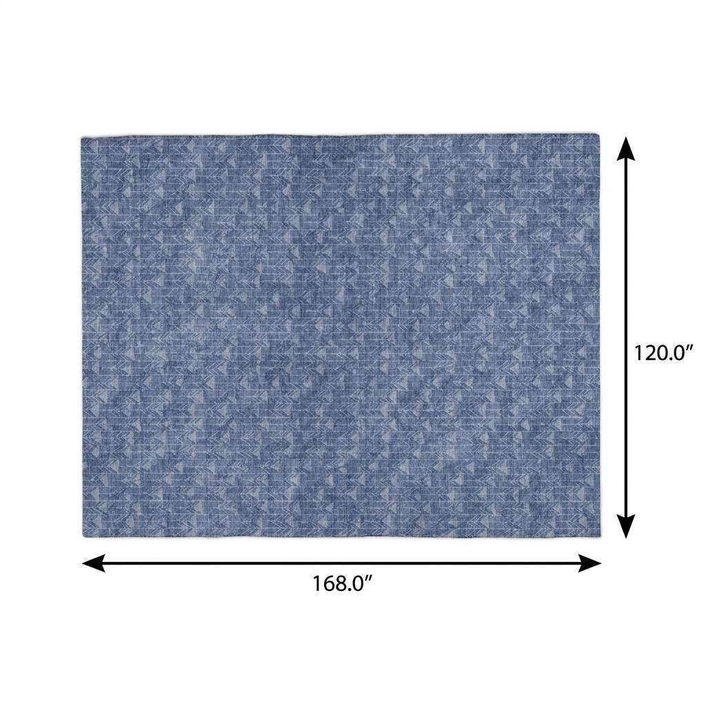 10' X 14' Navy Blue And Ivory Geometric Shag Washable Area Rug With UV Protection - HomeRoots - Flyclothing LLC