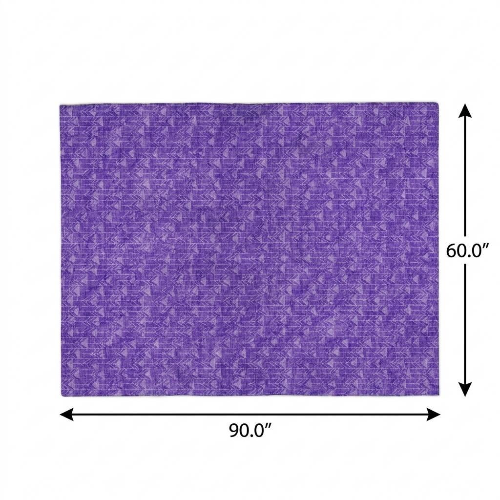 5' X 8' Purple And Gray Geometric Shag Washable Area Rug With UV Protection - HomeRoots - Flyclothing LLC
