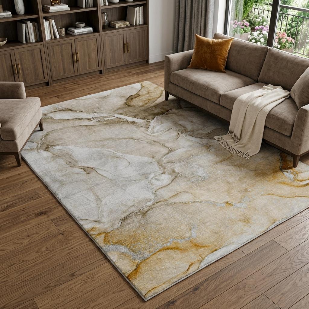 10' X 14' Brown And Taupe Abstract Shag Washable Area Rug With UV Protection - HomeRoots - Flyclothing LLC