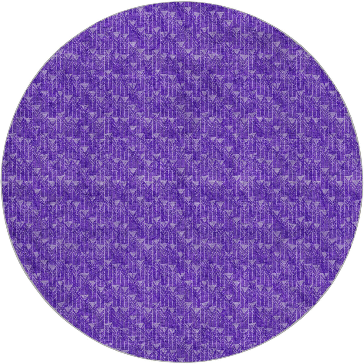 8' Purple And Gray Geometric Shag Washable Round Rug With UV Protection - HomeRoots - Flyclothing LLC