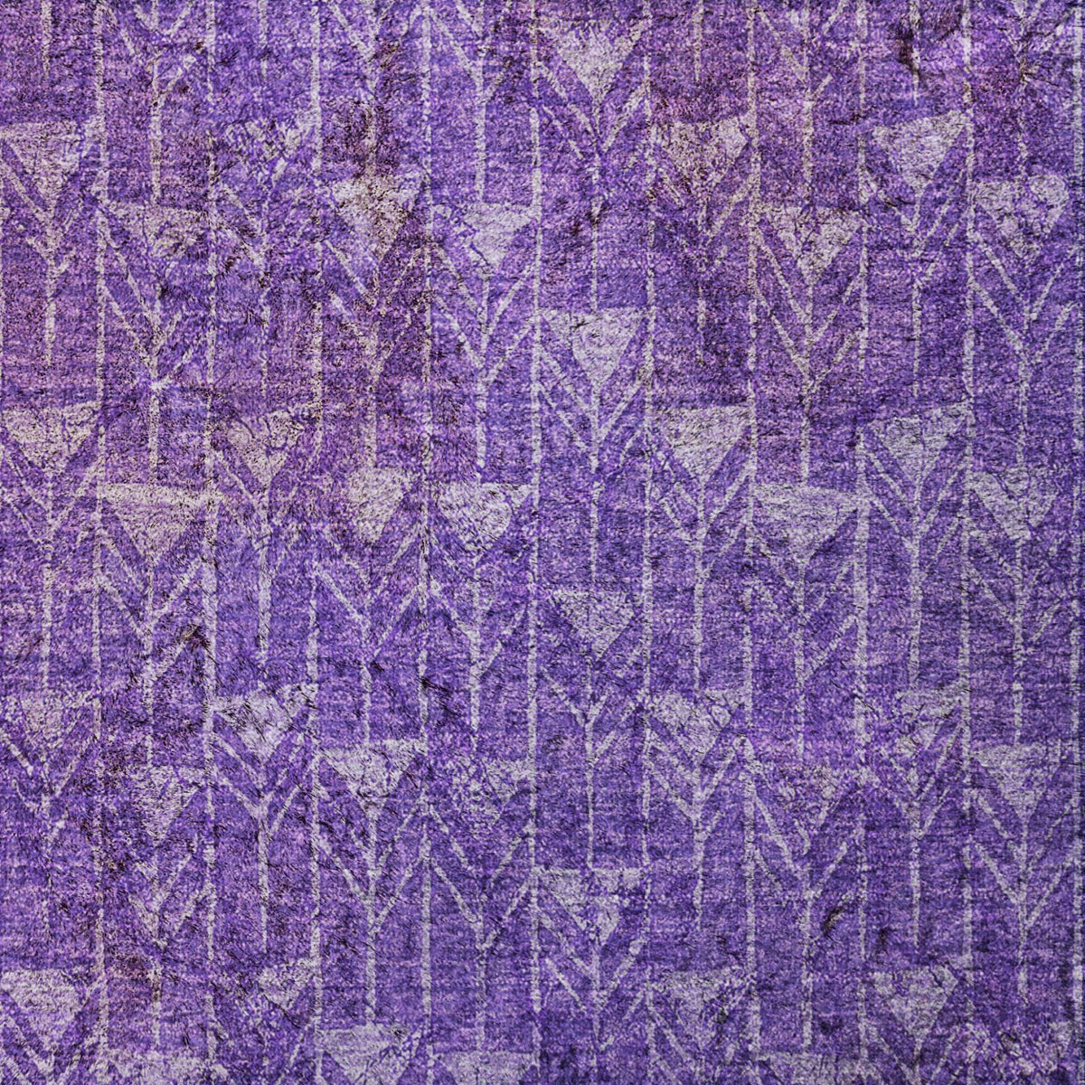 8' Purple And Gray Geometric Shag Washable Round Rug With UV Protection - HomeRoots - Flyclothing LLC