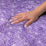 8' Purple And Gray Geometric Shag Washable Round Rug With UV Protection - HomeRoots - Flyclothing LLC