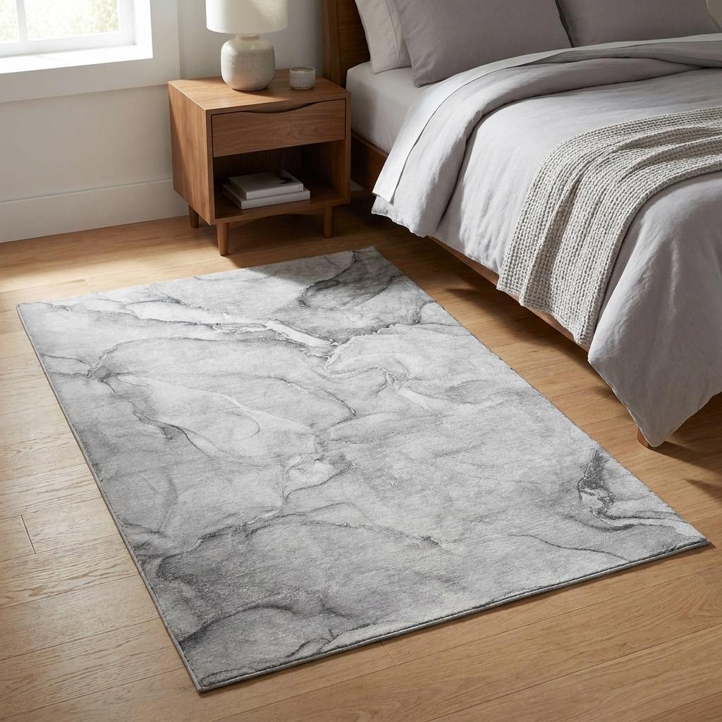 3' X 5' Gray And Silver Abstract Shag Washable Area Rug With UV Protection - HomeRoots - Flyclothing LLC