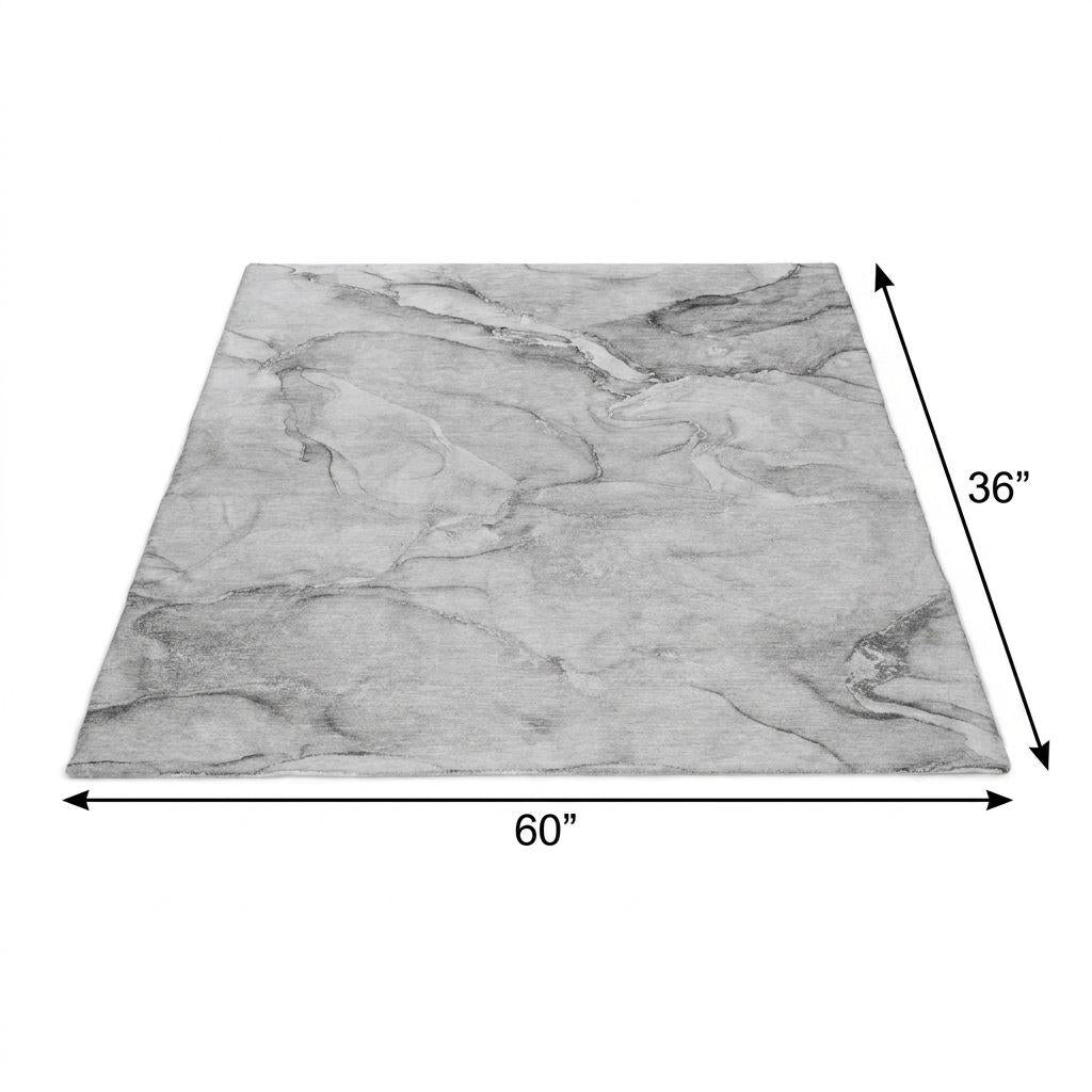 3' X 5' Gray And Silver Abstract Shag Washable Area Rug With UV Protection - HomeRoots - Flyclothing LLC