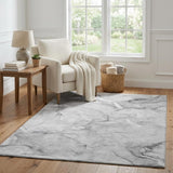 5' X 8' Gray And Silver Abstract Shag Washable Area Rug With UV Protection - HomeRoots - Flyclothing LLC