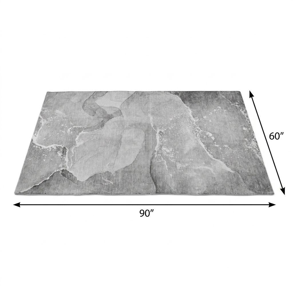 5' X 8' Gray And Silver Abstract Shag Washable Area Rug With UV Protection - HomeRoots - Flyclothing LLC