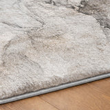 8' Gray And Silver Abstract Shag Washable Round Rug With UV Protection - HomeRoots - Flyclothing LLC