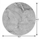 8' Gray And Silver Abstract Shag Washable Round Rug With UV Protection - HomeRoots - Flyclothing LLC