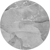8' Gray And Silver Abstract Shag Washable Round Rug With UV Protection - HomeRoots - Flyclothing LLC