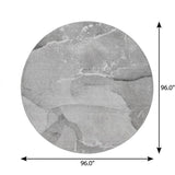 8' Gray And Silver Abstract Shag Washable Round Rug With UV Protection - HomeRoots - Flyclothing LLC