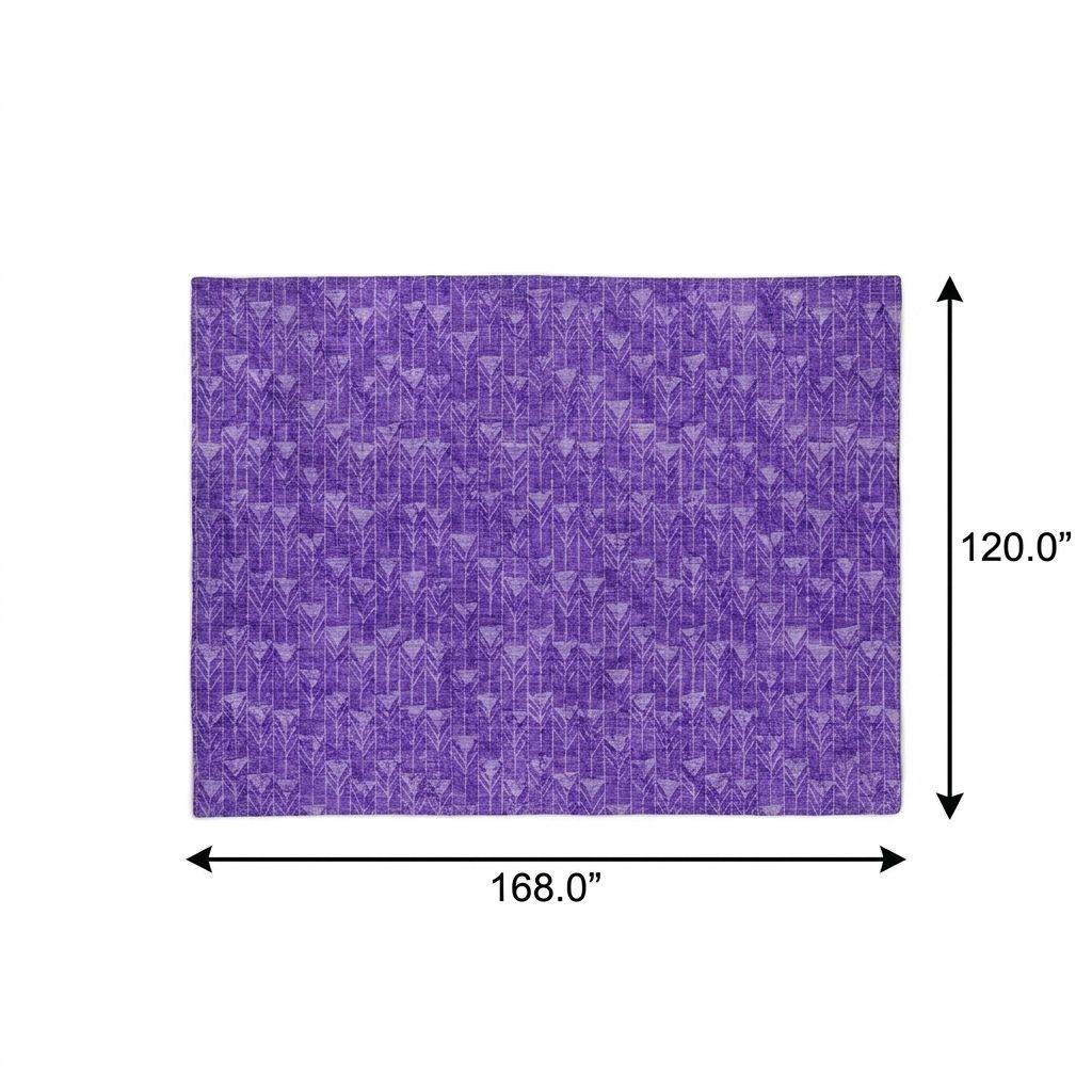 10' X 14' Purple And Gray Geometric Shag Washable Area Rug With UV Protection - HomeRoots - Flyclothing LLC
