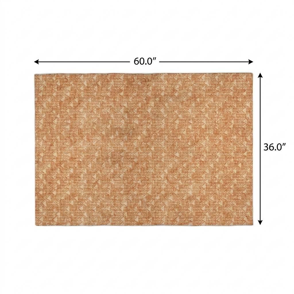 3' X 5' Salmon And Beige Geometric Shag Washable Area Rug With UV Protection - HomeRoots - Flyclothing LLC