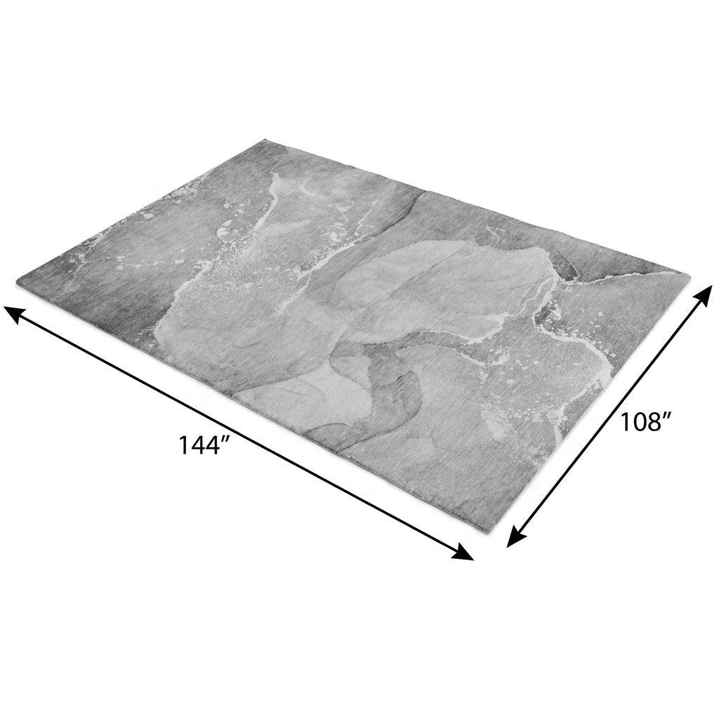 9' X 12' Gray And Silver Abstract Shag Washable Area Rug With UV Protection - HomeRoots - Flyclothing LLC