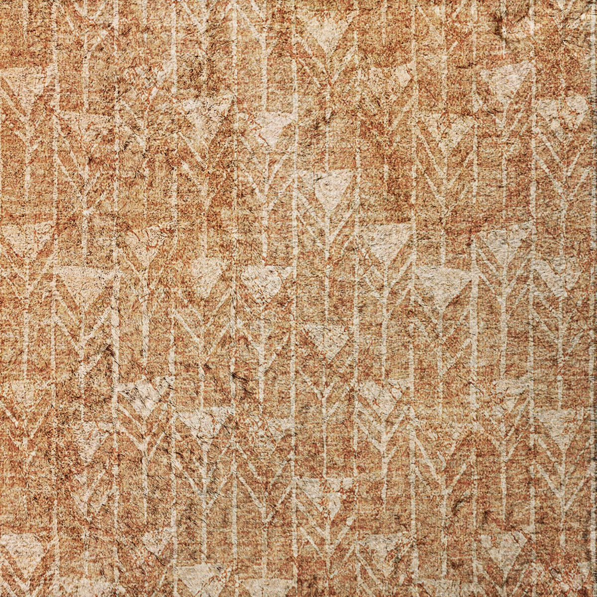 5' X 8' Salmon And Beige Geometric Shag Washable Area Rug With UV Protection - HomeRoots - Flyclothing LLC