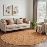 8' Salmon And Beige Geometric Shag Washable Round Rug With UV Protection - HomeRoots - Flyclothing LLC