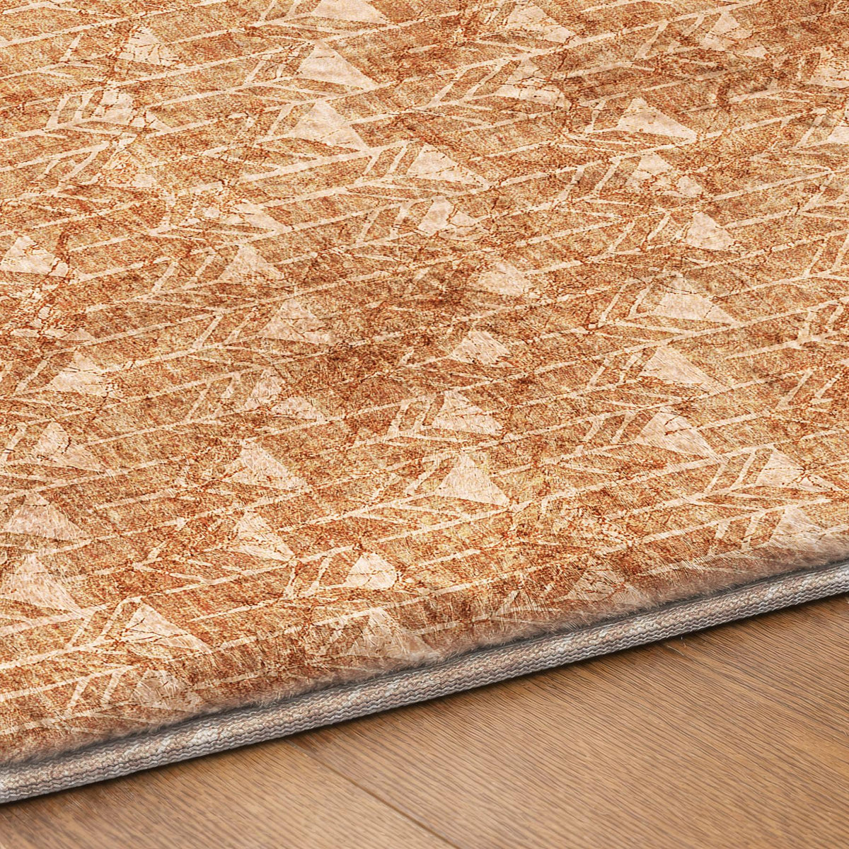 8' X 10' Salmon And Beige Geometric Shag Washable Area Rug With UV Protection - HomeRoots - Flyclothing LLC