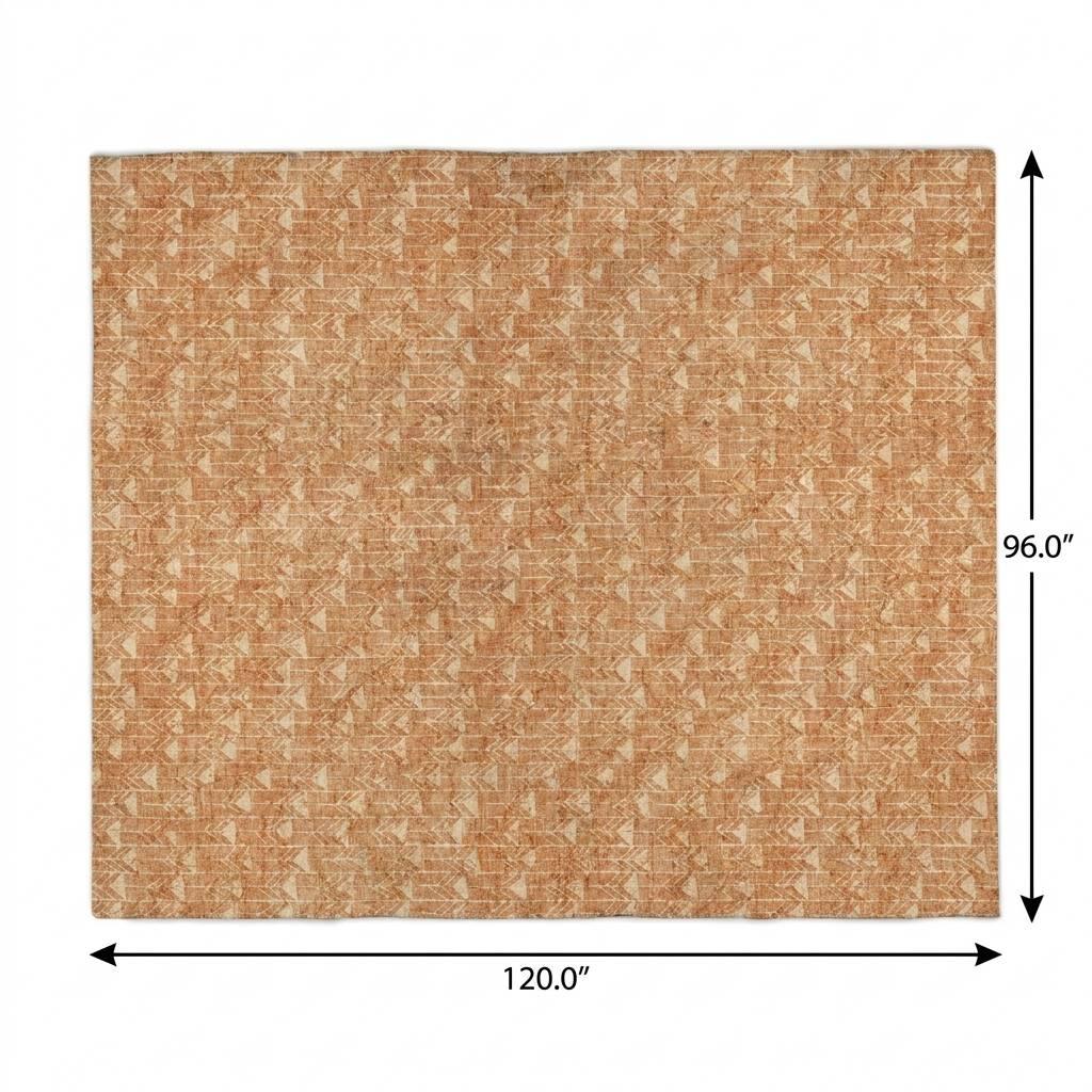 8' X 10' Salmon And Beige Geometric Shag Washable Area Rug With UV Protection - HomeRoots - Flyclothing LLC