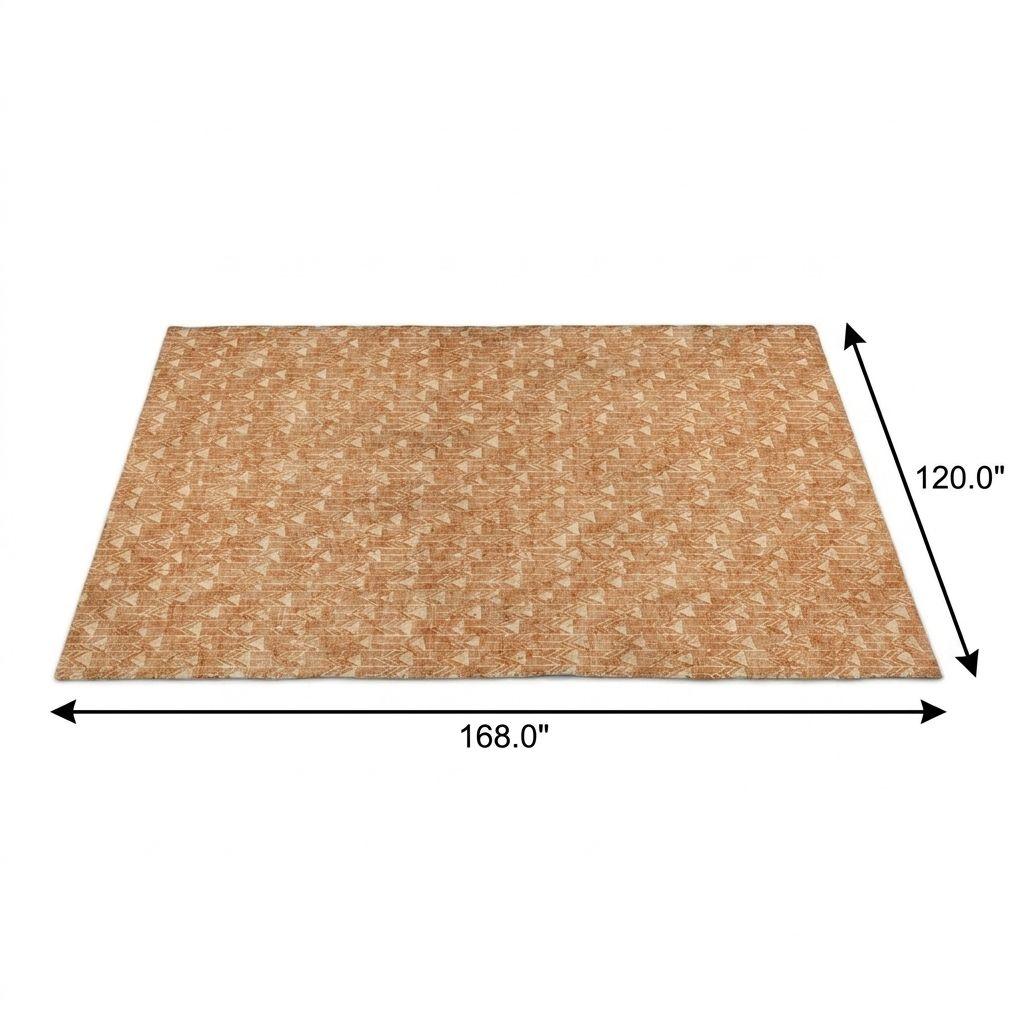 10' X 14' Salmon And Beige Geometric Shag Washable Area Rug With UV Protection - HomeRoots - Flyclothing LLC