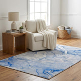 5' X 8' Navy Blue And Blue Abstract Shag Washable Area Rug With UV Protection - HomeRoots - Flyclothing LLC