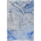 5' X 8' Navy Blue And Blue Abstract Shag Washable Area Rug With UV Protection - HomeRoots - Flyclothing LLC