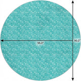 8' Teal And Ivory Geometric Shag Washable Round Rug With UV Protection - HomeRoots - Flyclothing LLC