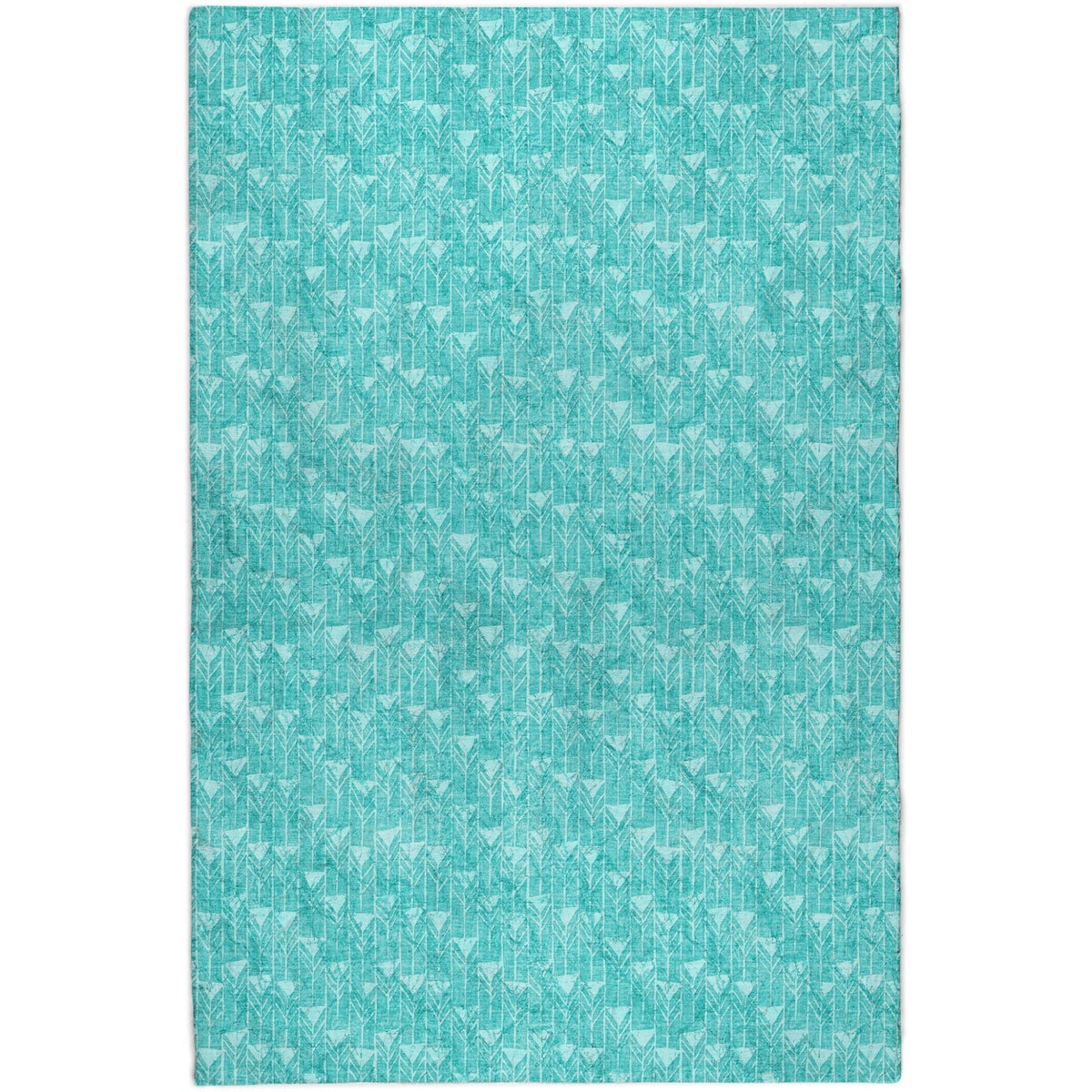 8' X 10' Teal And Ivory Geometric Shag Washable Area Rug With UV Protection - HomeRoots - Flyclothing LLC