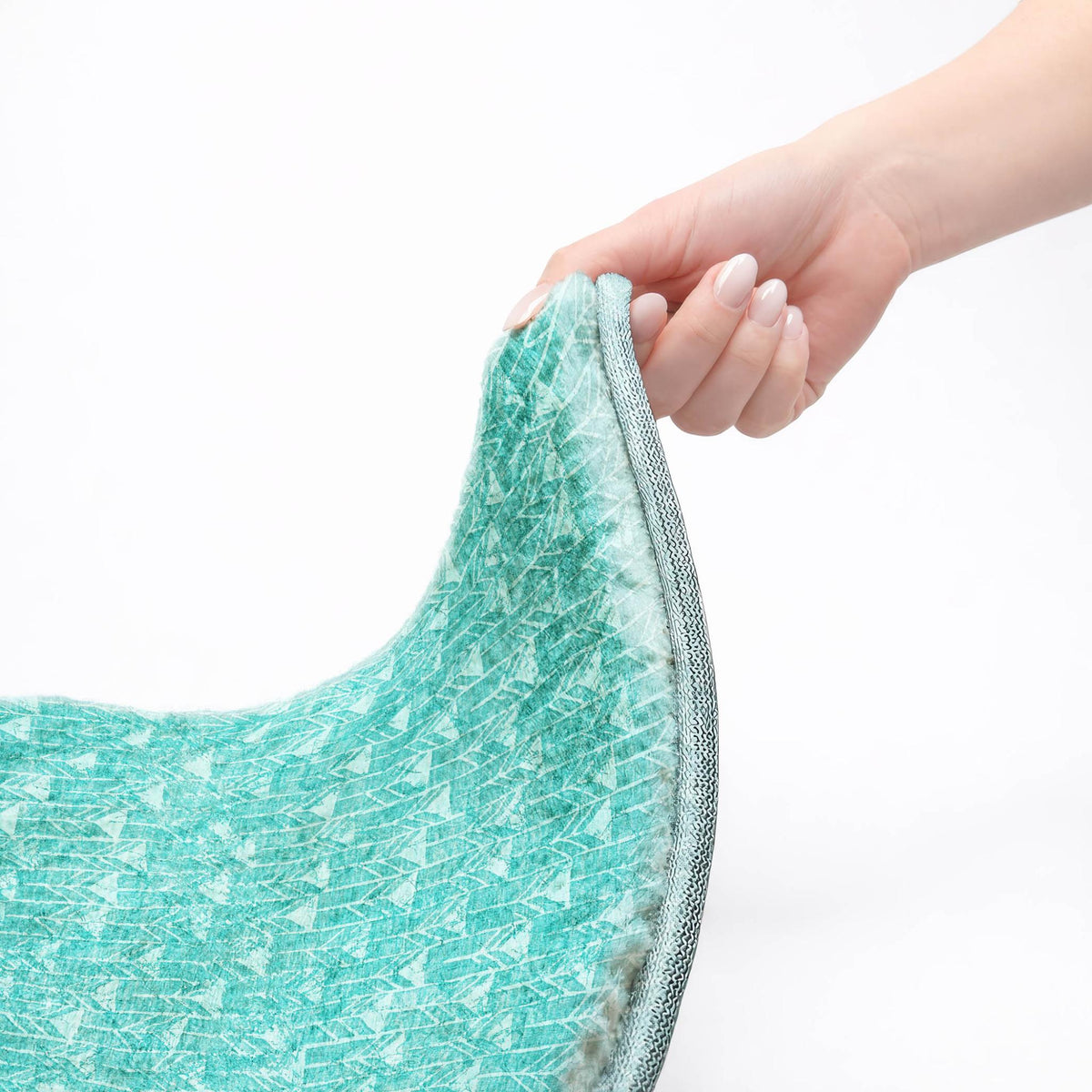 8' X 10' Teal And Ivory Geometric Shag Washable Area Rug With UV Protection - HomeRoots - Flyclothing LLC