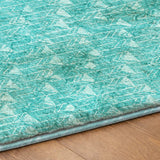 8' X 10' Teal And Ivory Geometric Shag Washable Area Rug With UV Protection - HomeRoots - Flyclothing LLC