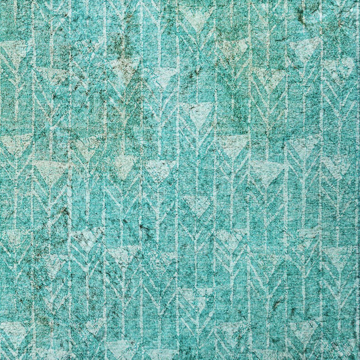 8' X 10' Teal And Ivory Geometric Shag Washable Area Rug With UV Protection - HomeRoots - Flyclothing LLC