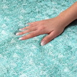 8' X 10' Teal And Ivory Geometric Shag Washable Area Rug With UV Protection - HomeRoots - Flyclothing LLC