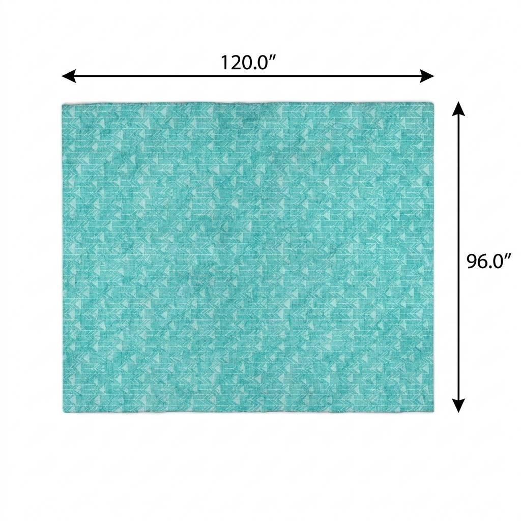 8' X 10' Teal And Ivory Geometric Shag Washable Area Rug With UV Protection - HomeRoots - Flyclothing LLC
