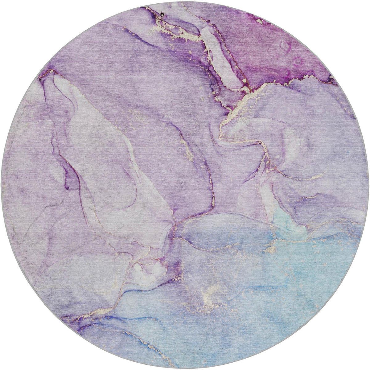 8' Purple And Plum Abstract Shag Washable Round Rug With UV Protection - HomeRoots - Flyclothing LLC