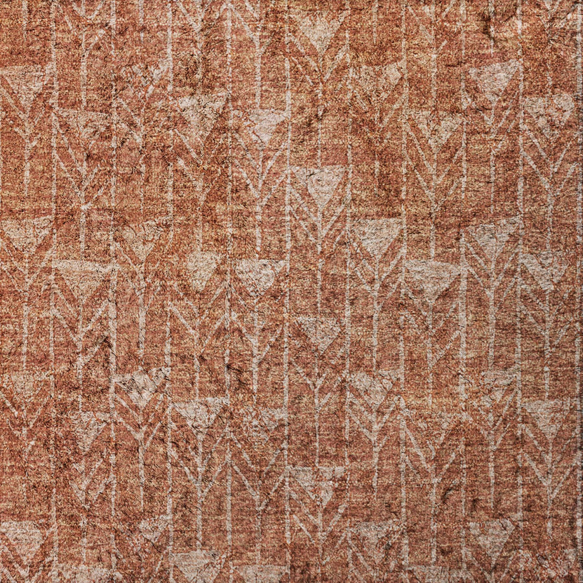 3' X 5' Terra Cotta And Beige Geometric Shag Washable Area Rug With UV Protection - HomeRoots - Flyclothing LLC