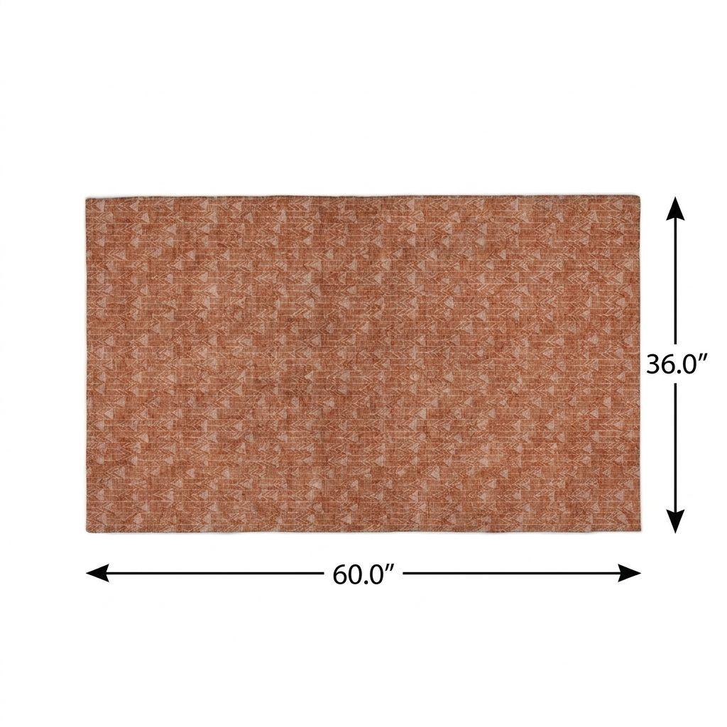 3' X 5' Terra Cotta And Beige Geometric Shag Washable Area Rug With UV Protection - HomeRoots - Flyclothing LLC