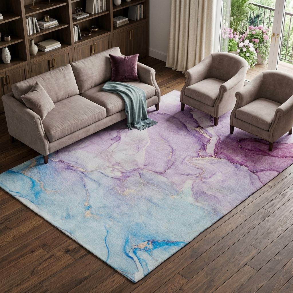 9' X 12' Purple And Plum Abstract Shag Washable Area Rug With UV Protection - HomeRoots - Flyclothing LLC